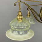 Art Nouveau GEC 4 Arm Chandelier with Vaseline Glass Shades (32174)