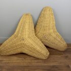 Large Wicker Mid Century Triangular Pendant Light