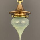 WITCHES HAT - Small Polished Copper Pendant Light with Vaseline Glass (32086)