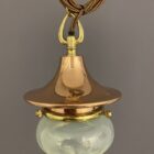 WITCHES HAT - Small Polished Copper Pendant Light with Vaseline Glass (32086)