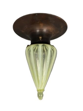 The Copper Flush Mount with Vaseline Glass Shade (32095)