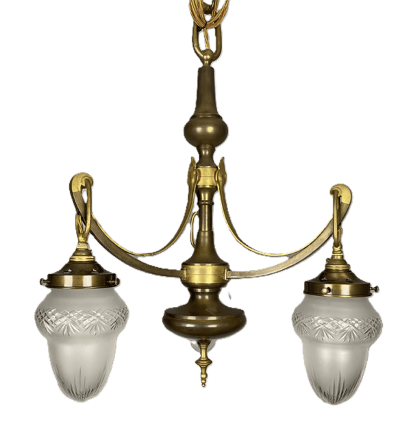 Art Nouveau Three Arm Brass Chandelier (20171) Ashby Lighting