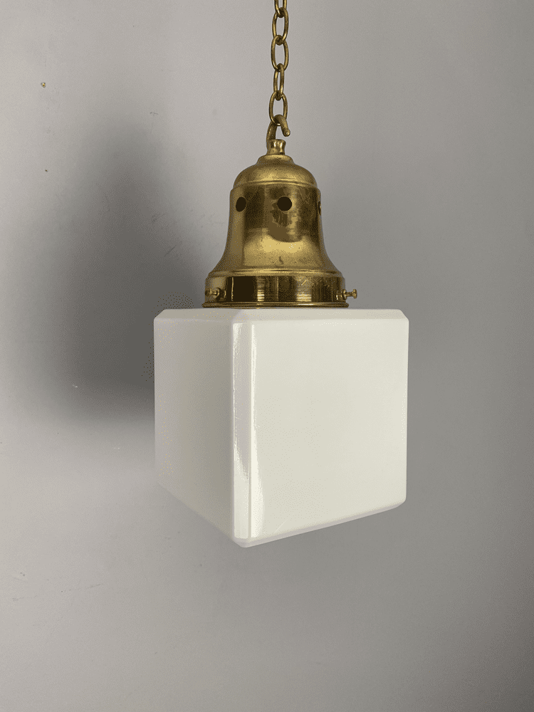 Art deco White Glass Cube Light