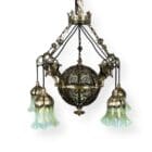 Arts and Crafts Silver Plated Wire Scroll work Chandelier