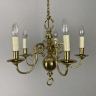 Five Arm Flemish Style Brass Chandelier