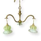 Brass Three Arm Art Nouveau Chandelier