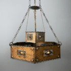 Two Tier Hexagonal Arts and Crafts Chandelier