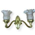 Antique Style Brass Wall Light with Frosted Glass Shades