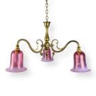 Brass Three Arm Art Nouveau Chandelier