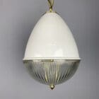 White Porcelain and Prismatic Glass Pendant Light