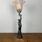 Art Deco Spelter Statue Figural Table Lamp