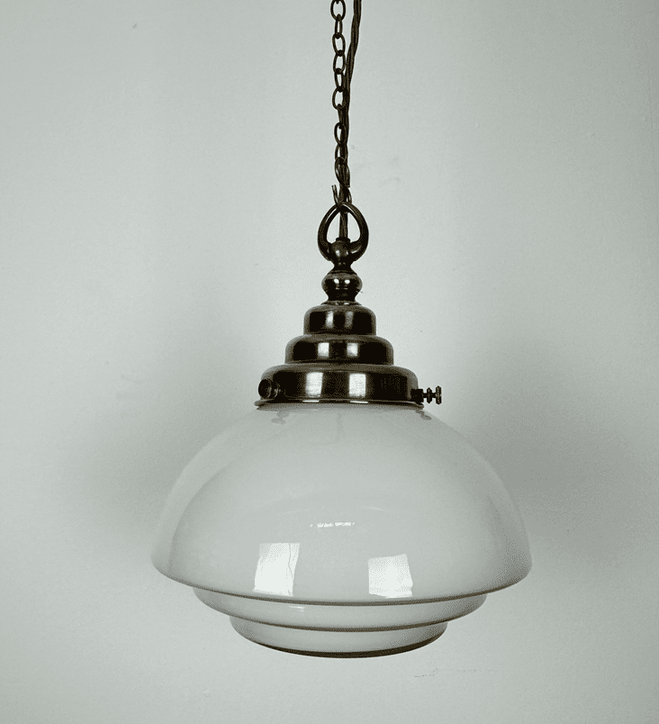 Hexagonal Art Deco Opaline Pendant Light