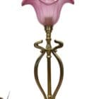 Art Nouveau Style Brass Table Lamp with Pink Glass Shade