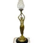 Brass Art Nouveau Figural Lamp of Lady