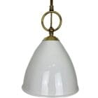 White Porcelain Light with Brass Hoop and Stem