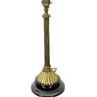 Edwardian Brass Table Lamp with Black Ceramic Base