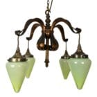 Four Arm Copper Arts and Crafts Chandelier