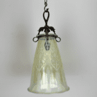 Original Art Nouveau Vaseline Glass Pendant Light