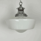 Large White Glass Chapel Light with Nickel Plated Gallery