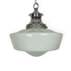 Large White Glass Chapel Light with Nickel Plated Gallery