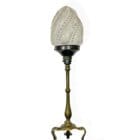 Brass Pullman Style Art Nouveau Lamp - Frosted Shade