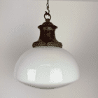 Ovaloid Shaped White Glass Pendant Light