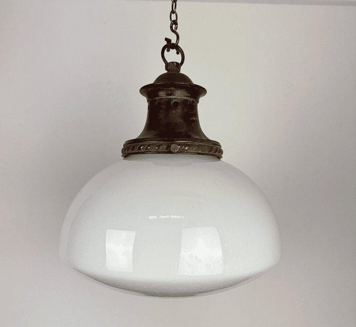 Ovaloid Shaped White Glass Pendant Light