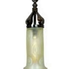 Slim Art Nouveau Vaseline Glass Pendant Light