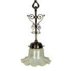 Art Nouveau Vaseline Glass Light with Decorative Stem