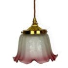 Pink Etched Glass Pendant Light