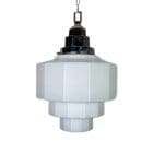 XL Twelve Sided Art Deco Opaline Pendant Light