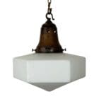 Hexagonal Art Deco Opaline Pendant Light