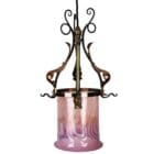 Arts and Crafts Pink Vaseline Glass Lantern