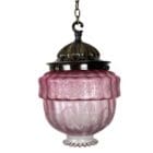Etched Pink Glass Pendant Light