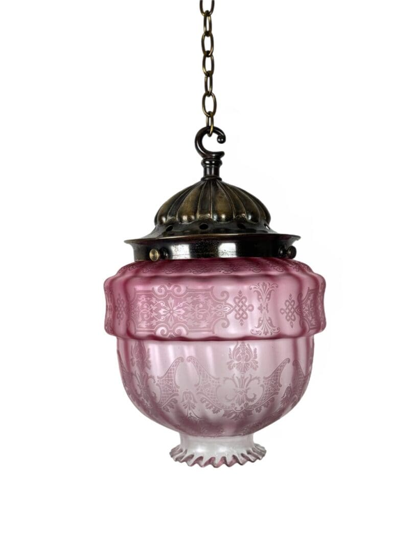 8519A Etched Pink Glass Pendant Light