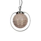 Art Deco Pink Globe Light seated in Chrome Ring