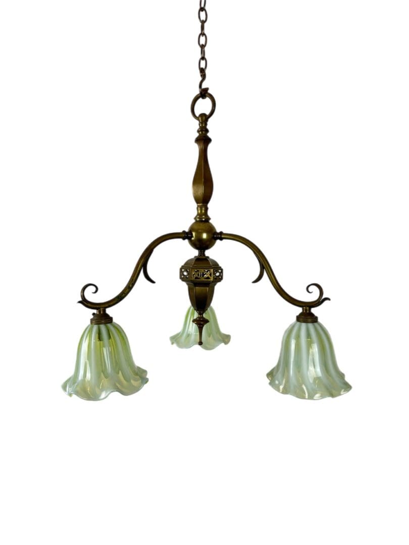0361A Art Nouveau Three Arm Chandelier