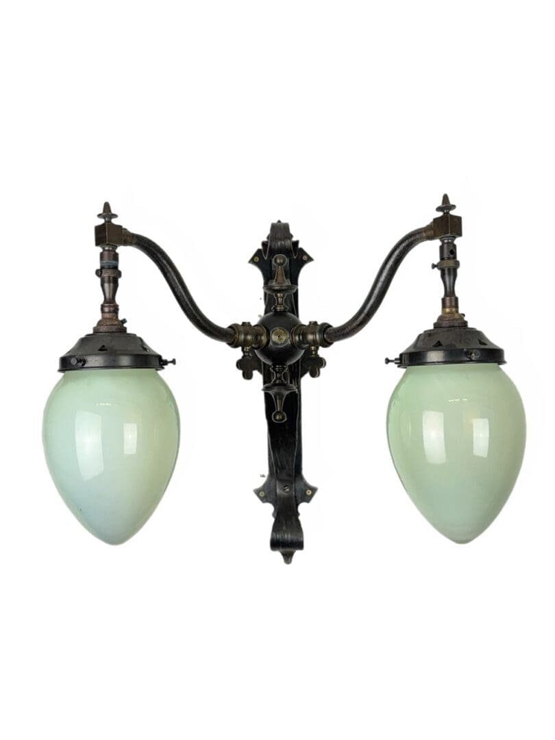 0380E Large Pair of Arts and Crafts Wrought Iron Wall Lights