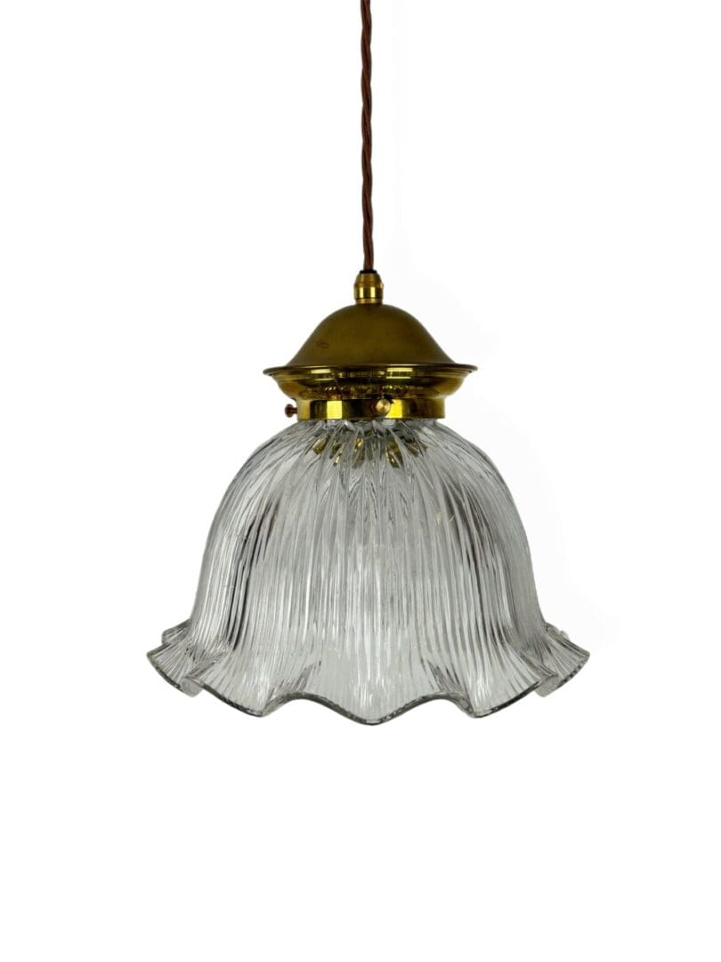 0655A Large Holophane Pendant Light with Frills