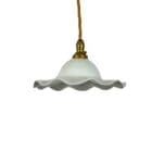 Small Frilled White Glass Pendant Light
