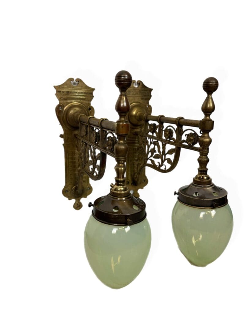 8907abc Pair of Aesthetic Period Brass Wall Lights