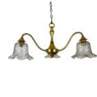 Three Arm Art Nouveau Brass Chandelier