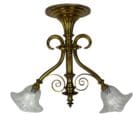 Art Nouveau Twin Arm Ceiling Mounted Light