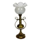 Antique Brass Gimbal Lamp with Opalescent Shade