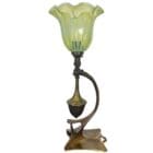 Antique Brass Gimbal Lamp with Handblown Glass Shade