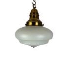 Large Opaline Pendant Light with Finial