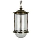 Weston Lantern - Antique Brass Clear Ribbed Glass