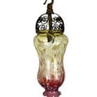Art Nouveau Pendant Light - Vaseline Cranberry Glass