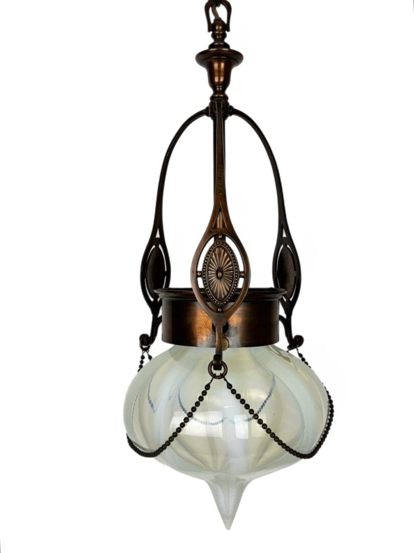 IMG_9698 P Original Art Nouveau Vaseline Glass Pendant Light